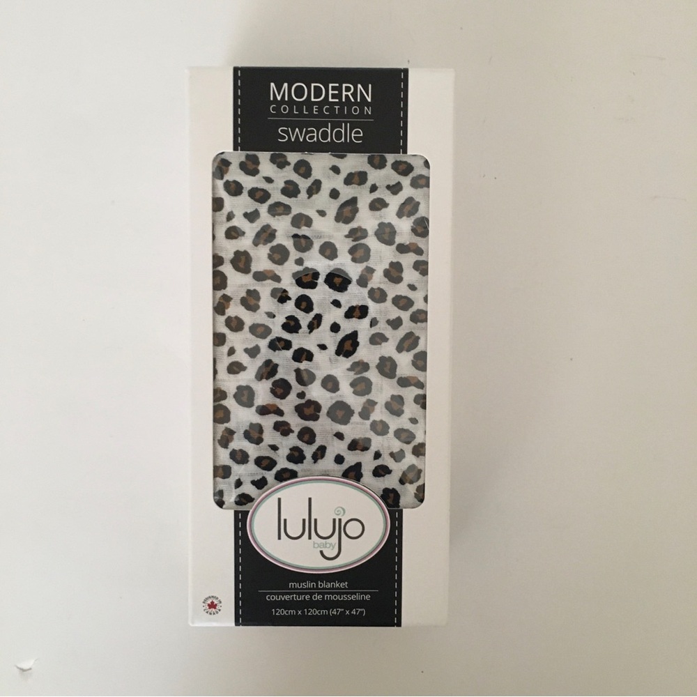 lulujo Baby Cotton Muslin Blanket Leopard Animal Print L 47”x47” NEW